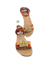 Load image into Gallery viewer, RUBIRU SANDALO  718 CAMOSCIO ARANCIO PLACCA STRASS
