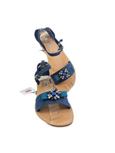 Load image into Gallery viewer, RUBIRU SANDALO  718 CAMOSCIO PETROLIO ACC  FIORE STRASS