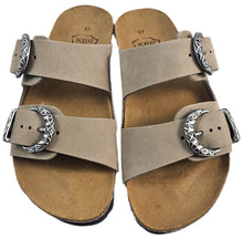 Carica l'immagine nel visualizzatore di Gallery, KBR slipper TOĶIO TAUPE DOPPIA FIBBIA