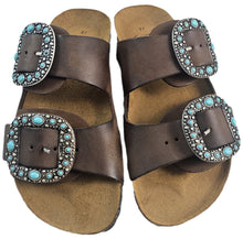 Carica l'immagine nel visualizzatore di Gallery, KBR slipper KOBE moka vintage/celeste